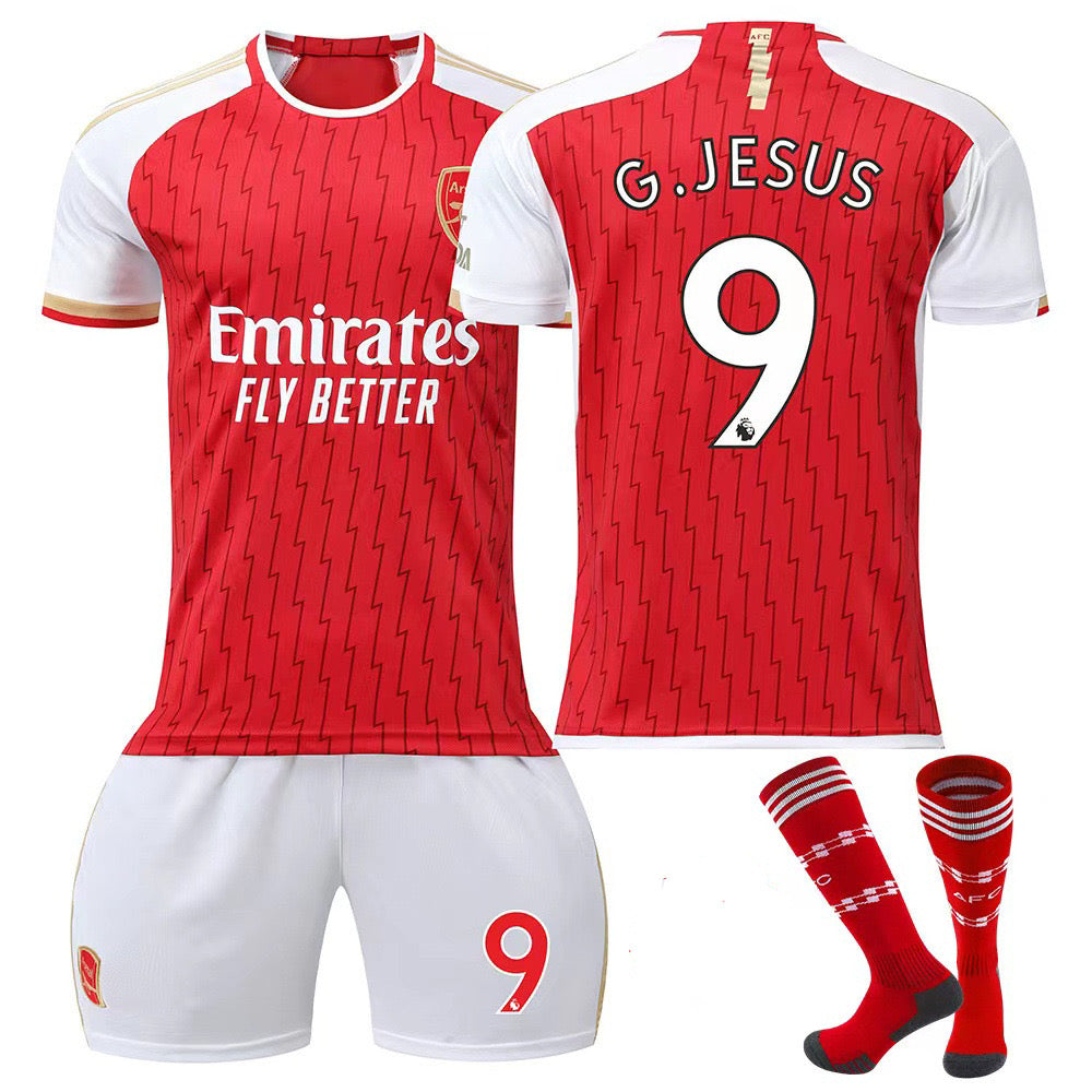 23-24 Arsenal Home Games Jersey 3 Piece Set, Soccer Training Kit Printed Jersey Shorts Socks Set