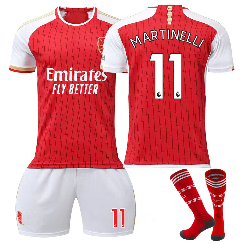 23-24 Arsenal Home Games Jersey 3 Piece Set, Soccer Training Kit Printed Jersey Shorts Socks Set