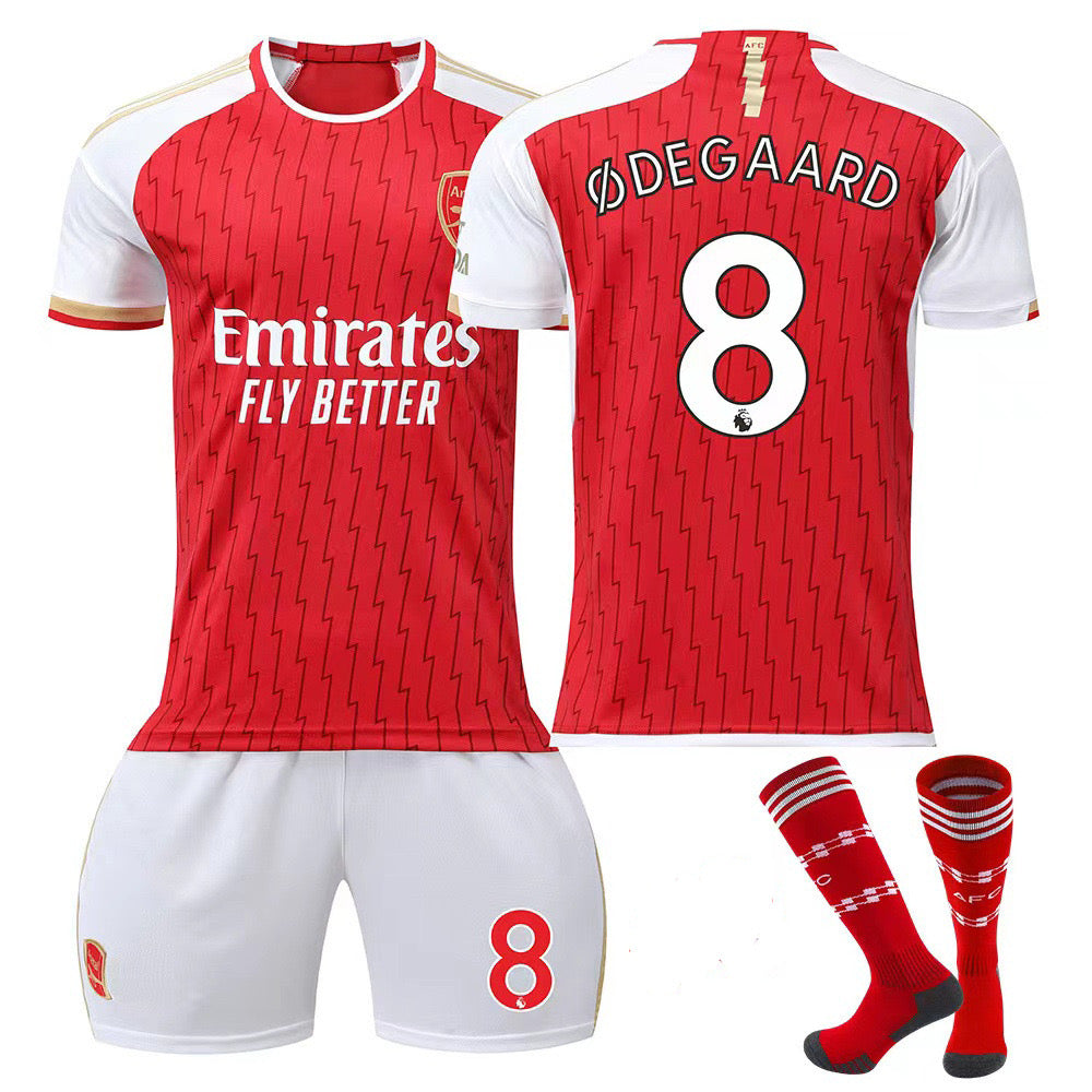 23-24 Arsenal Home Games Jersey 3 Piece Set, Soccer Training Kit Printed Jersey Shorts Socks Set