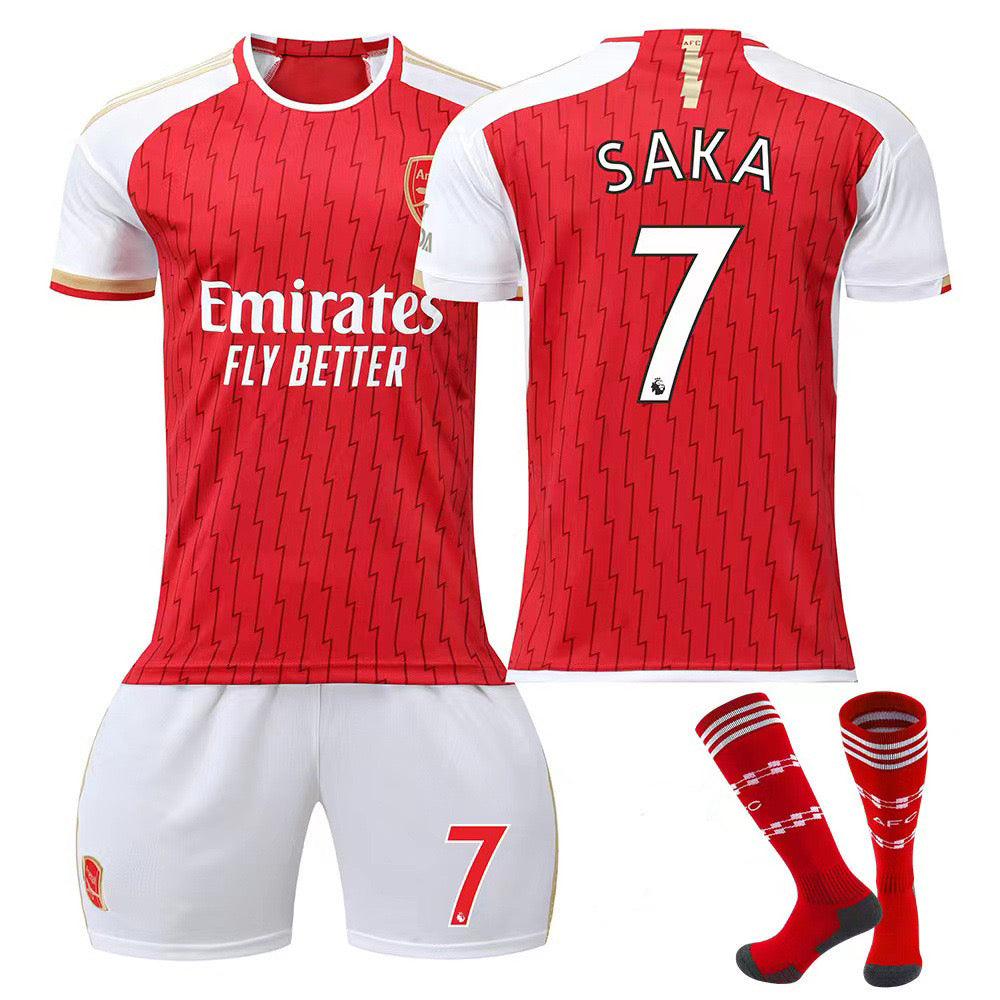 23-24 Arsenal Home Games Jersey 3 Piece Set, Soccer Training Kit Printed Jersey Shorts Socks Set