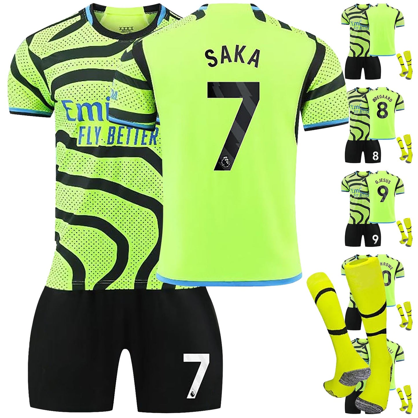 23-24 Arsenal Away Games Jersey 3 Piece Set, Soccer Training Kit Printed Jersey Shorts Socks Set