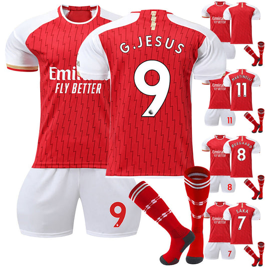 23-24 Arsenal Home Games Jersey 3 Piece Set, Soccer Training Kit Printed Jersey Shorts Socks Set