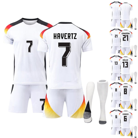 24-25 German Eagle Soccer Team Fan Home Jersey 3 Pieces Set, Unisex Printed Jerseys Shorts Socks Set