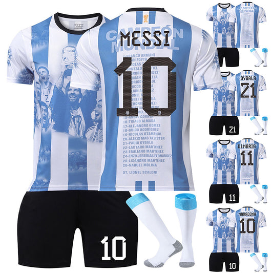 23-24 Argentina Commemorative Soccer Home Jerseys 3 Piece Set, Soccer Training Kit Printed Jersey Shorts Socks Set