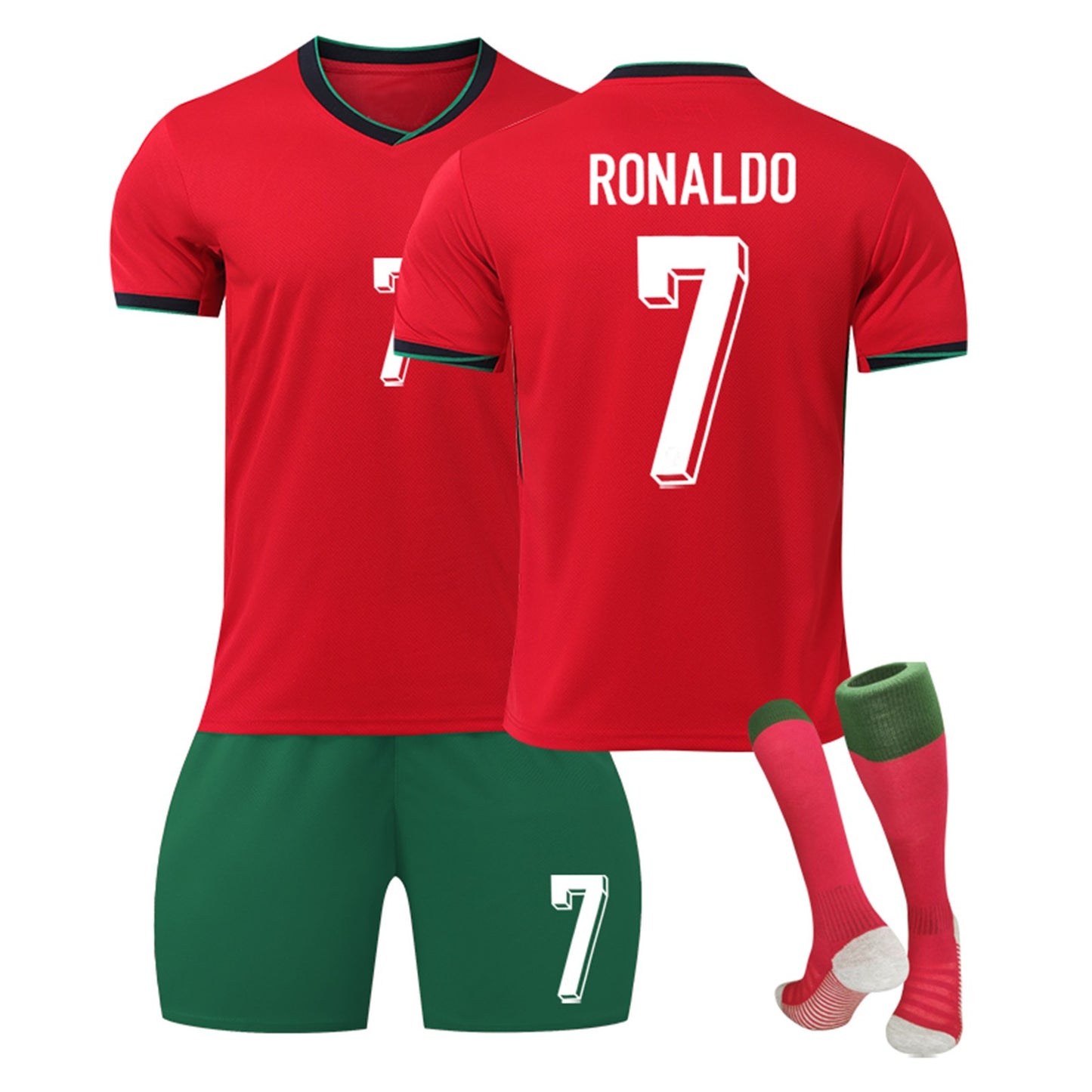 24-25 Portugal Soccer Team Home Jerseys 3 Piece Sets, Soccer Training Kit Printed Jersey Long sleeve Shorts Socks Set