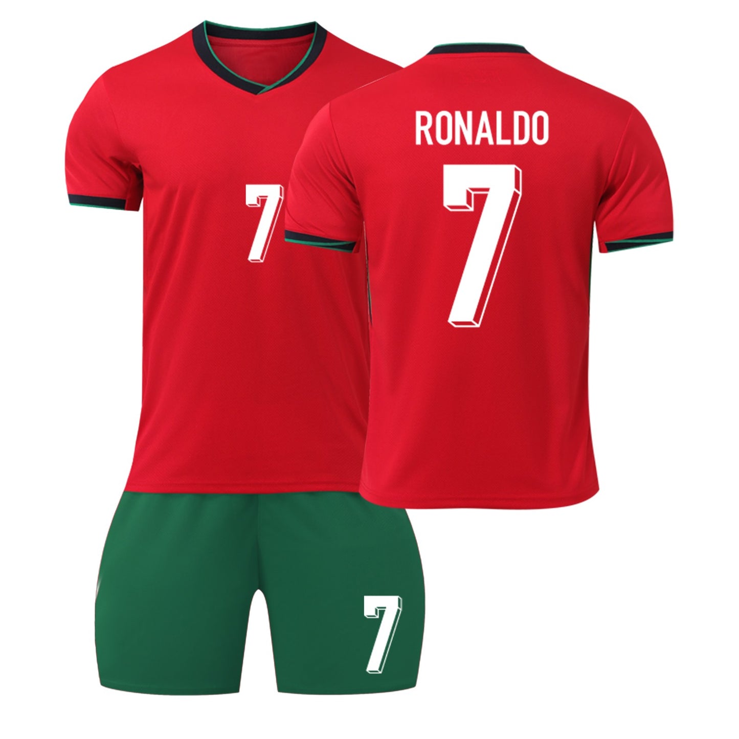 24-25 Portugal Soccer Team Home Jerseys 2 Piece Sets, Unisex Soccer Training Kit Printed Jersey Shorts Set