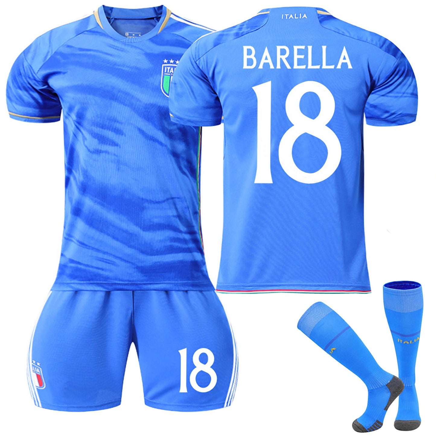 23-24 Italy Home Ground Jersey 3 Piece Set, Soccer Training Kit Printed Jersey Shorts Socks Set