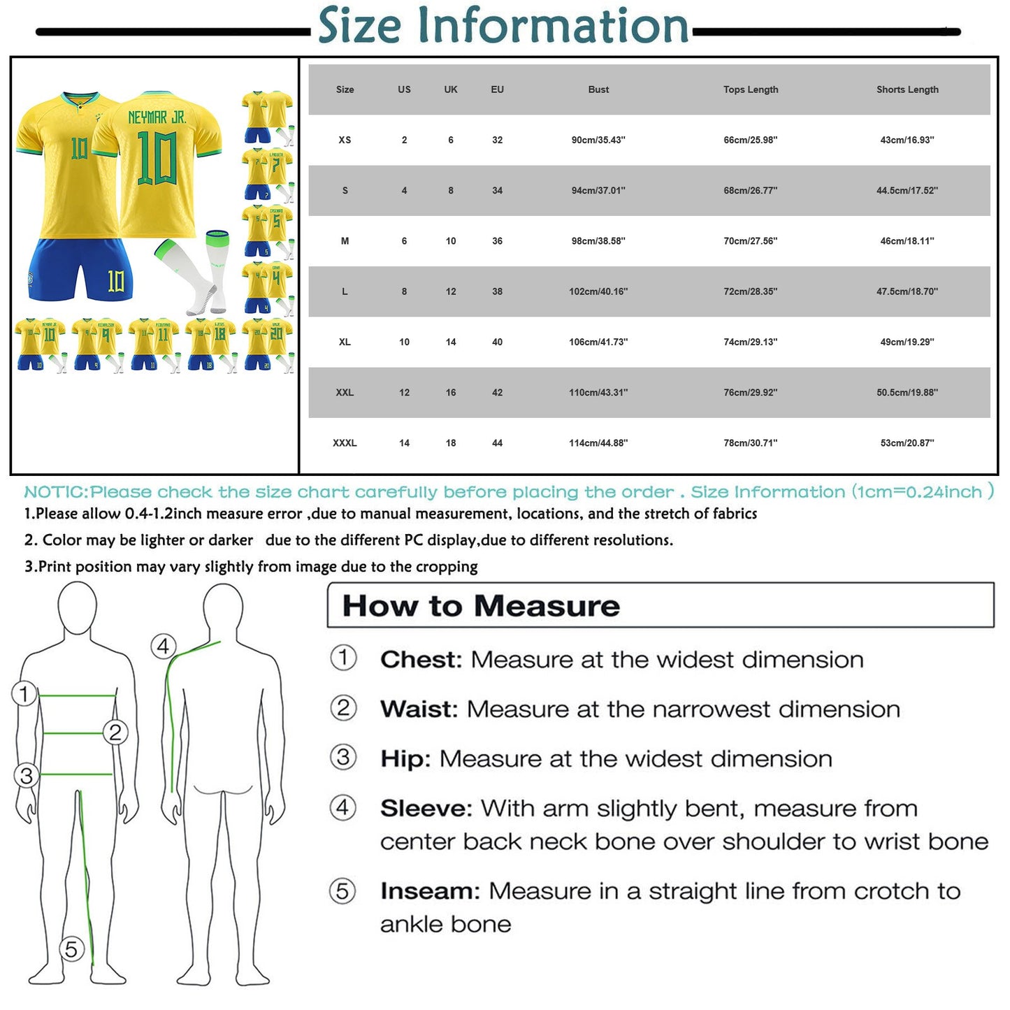 22-23 Brazil Canarinho Soccer Team Fan Home Jersey 3 Pieces Set, Printed Jersey Shorts Socks Set for Adults