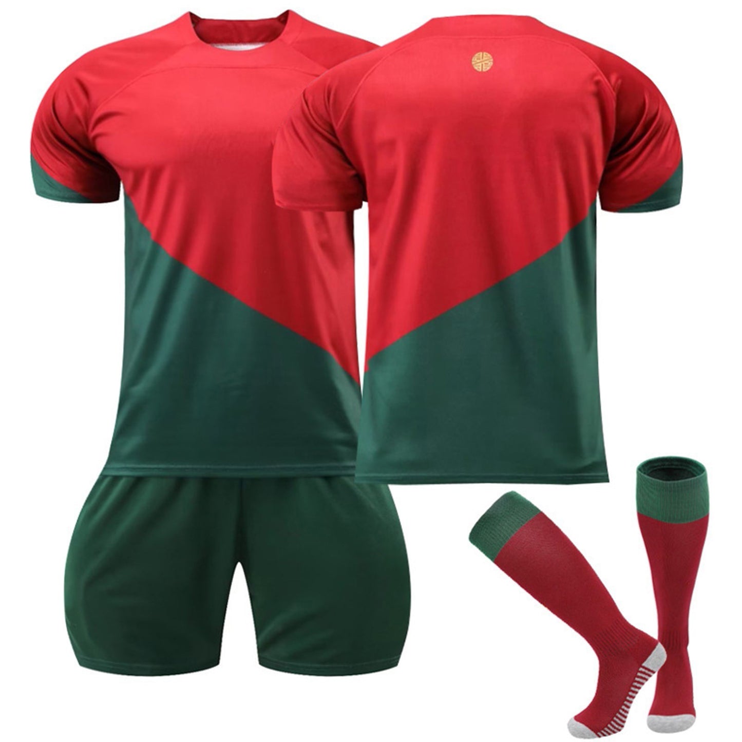 22-23 Portugal Soccer Team Home Jersey 3 Piece Sets, Unisex Soccer Training Kit Printed Jersey Shorts Socks Set for Kids