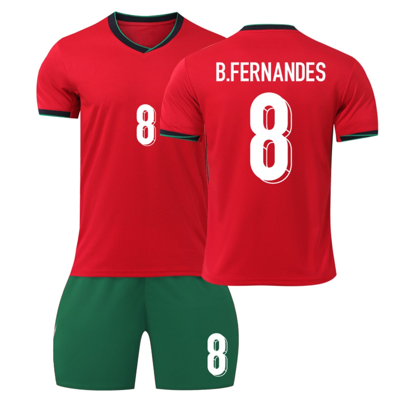 24-25 Portugal Soccer Team Home Jerseys 2 Piece Sets, Unisex Soccer Training Kit Printed Jersey Shorts Set