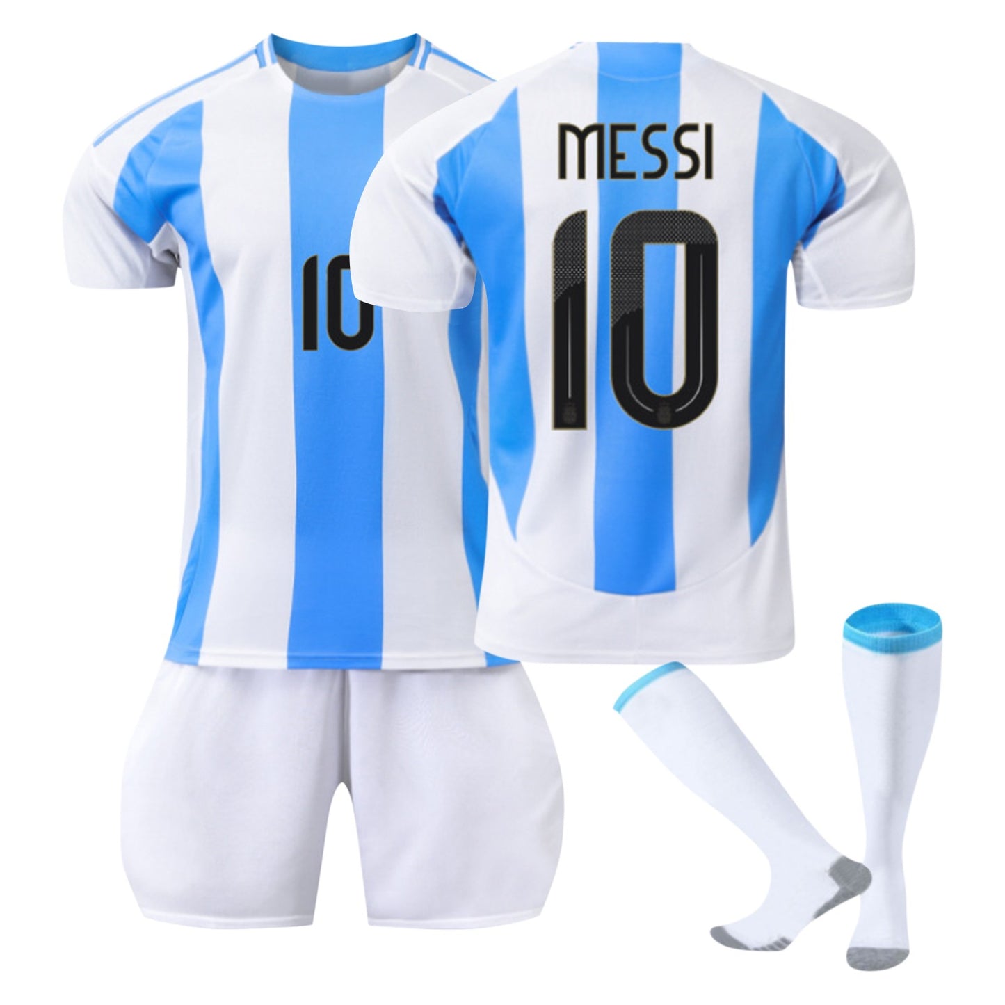 24-25 Argentina Soccer Team Home Jerseys 3 Piece Set, Soccer Training Kit Printed Jersey Shorts Socks Set