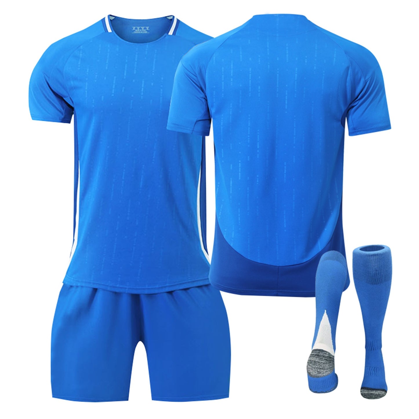 24-25 Italy Home Jersey 3 Piece Set Blue Trousers, Soccer Training Kit Printed Jersey Shorts Socks Set