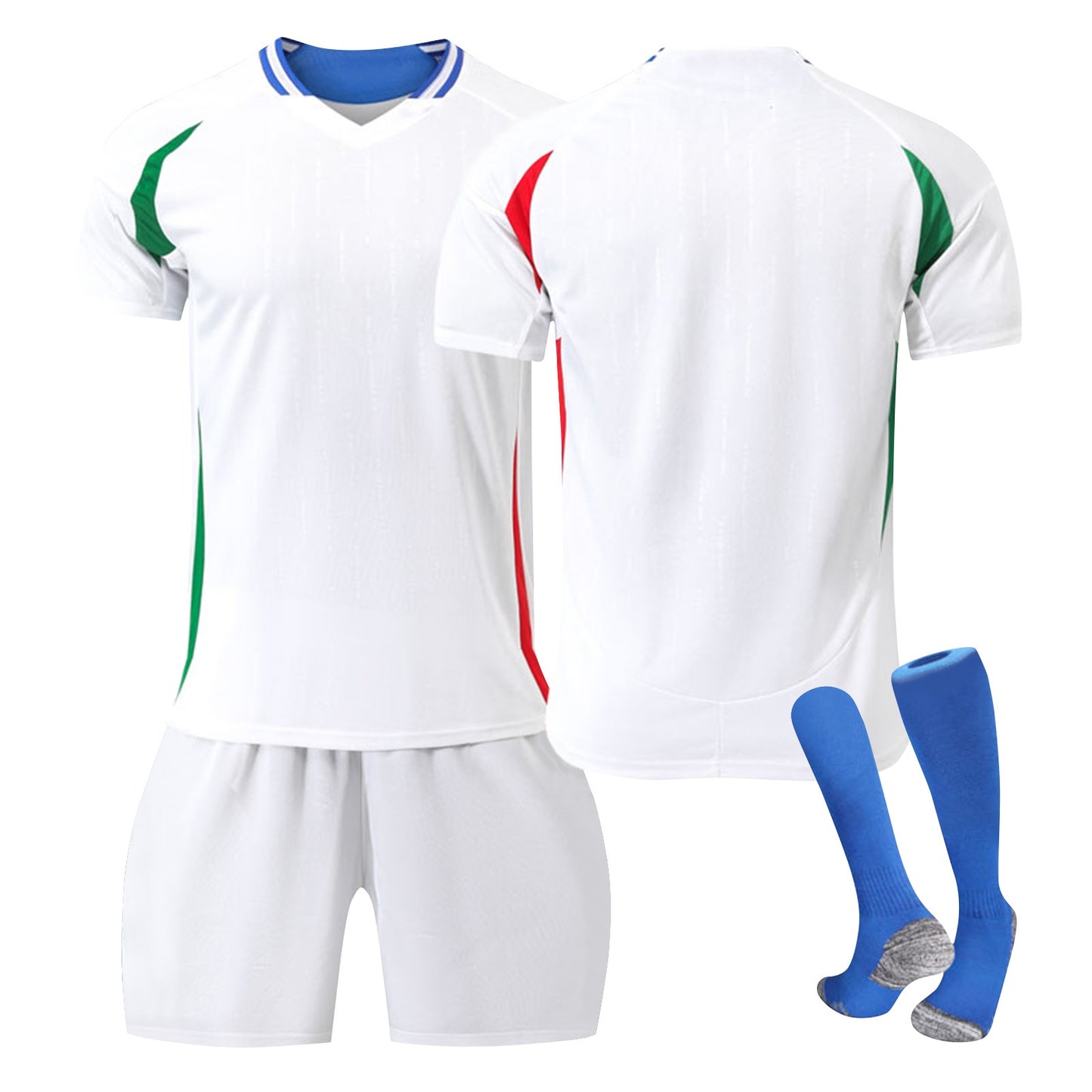 24-25 Italy Away Jersey 3 Piece Set, Soccer Training Kit Printed Jersey Shorts Socks Set