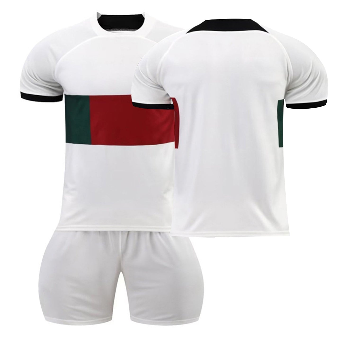 22-23 #7 RONALDO Portugal Soccer Team Away Jerseys 2 Piece Sets, Unisex Soccer Training Kit Printed Jersey Shorts Set