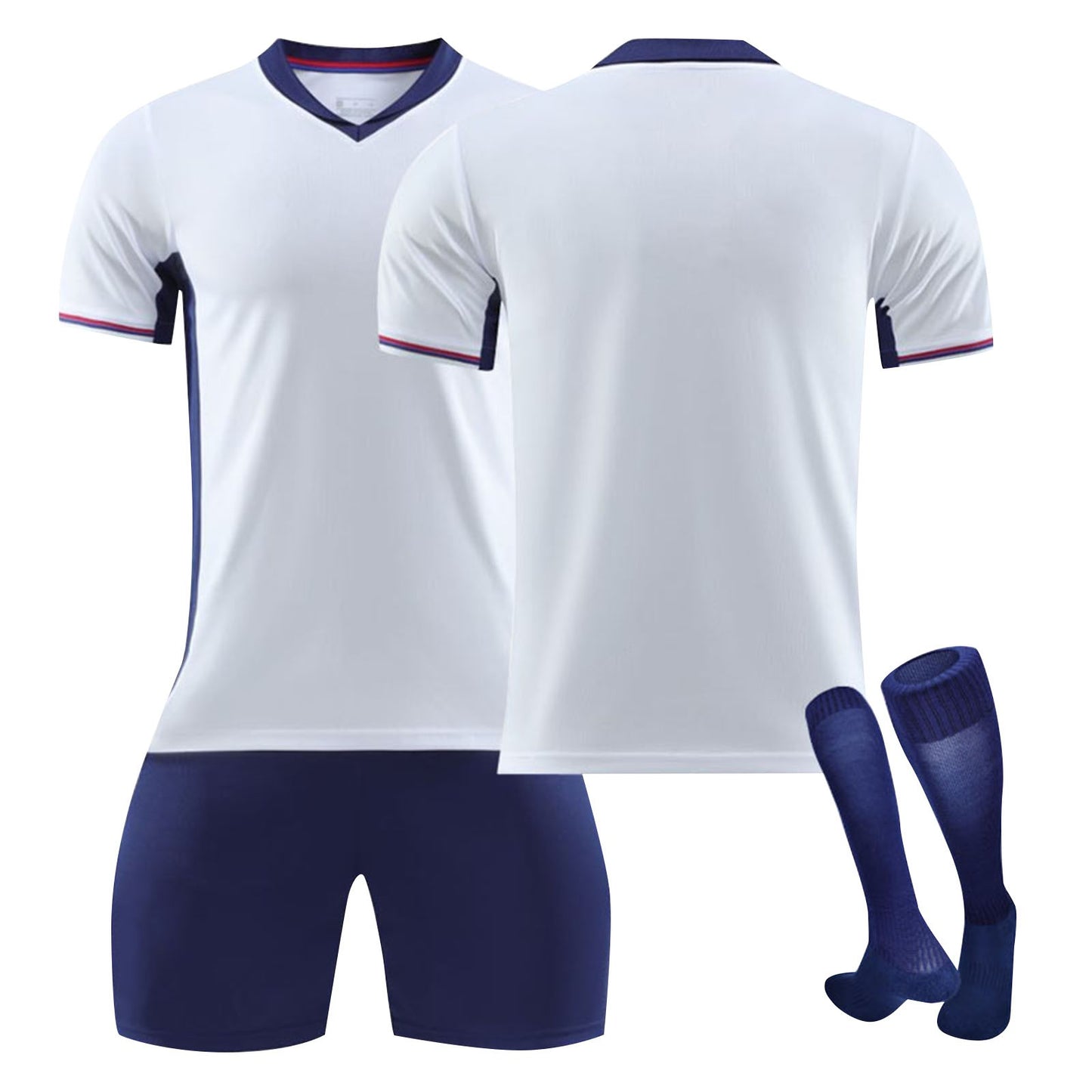 24-25 England Home Games Jersey 3 Piece Set Style 2 for Teenagers, Soccer Training Kit Printed Jersey Shorts Socks Set