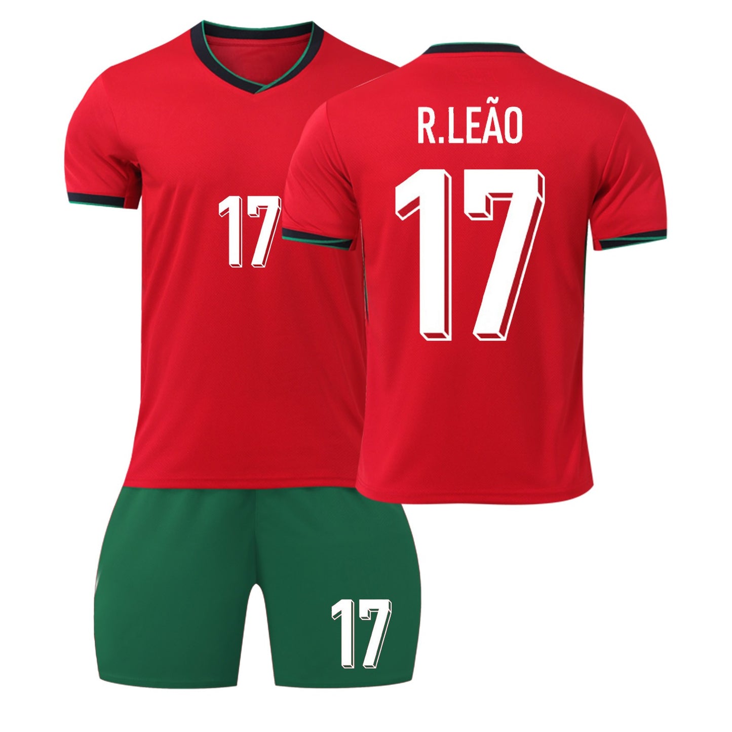 24-25 Portugal Soccer Team Home Jerseys 2 Piece Sets, Unisex Soccer Training Kit Printed Jersey Shorts Set