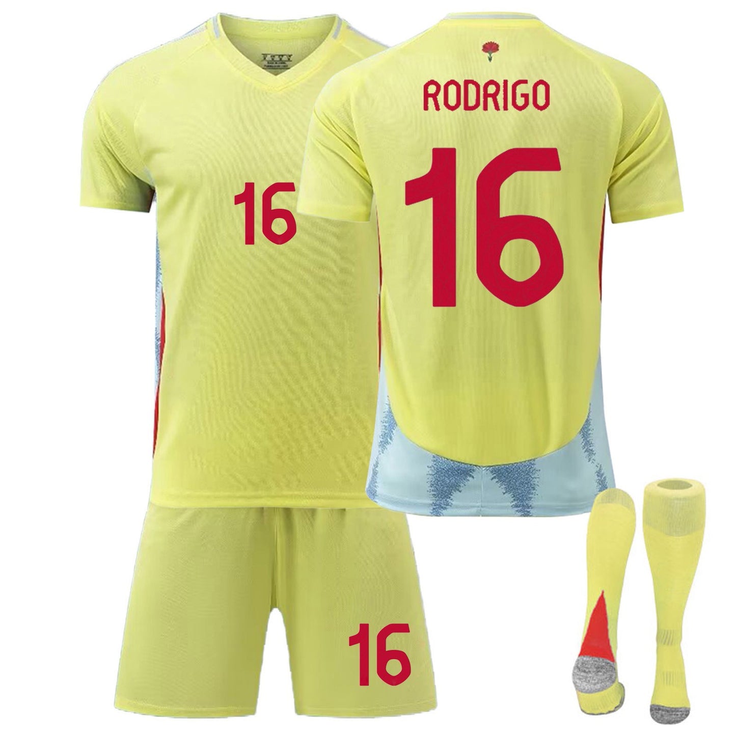 24-25 Spain Away Jersey 3 Piece Set, Soccer Training Kit Printed Jersey Shorts Socks Set