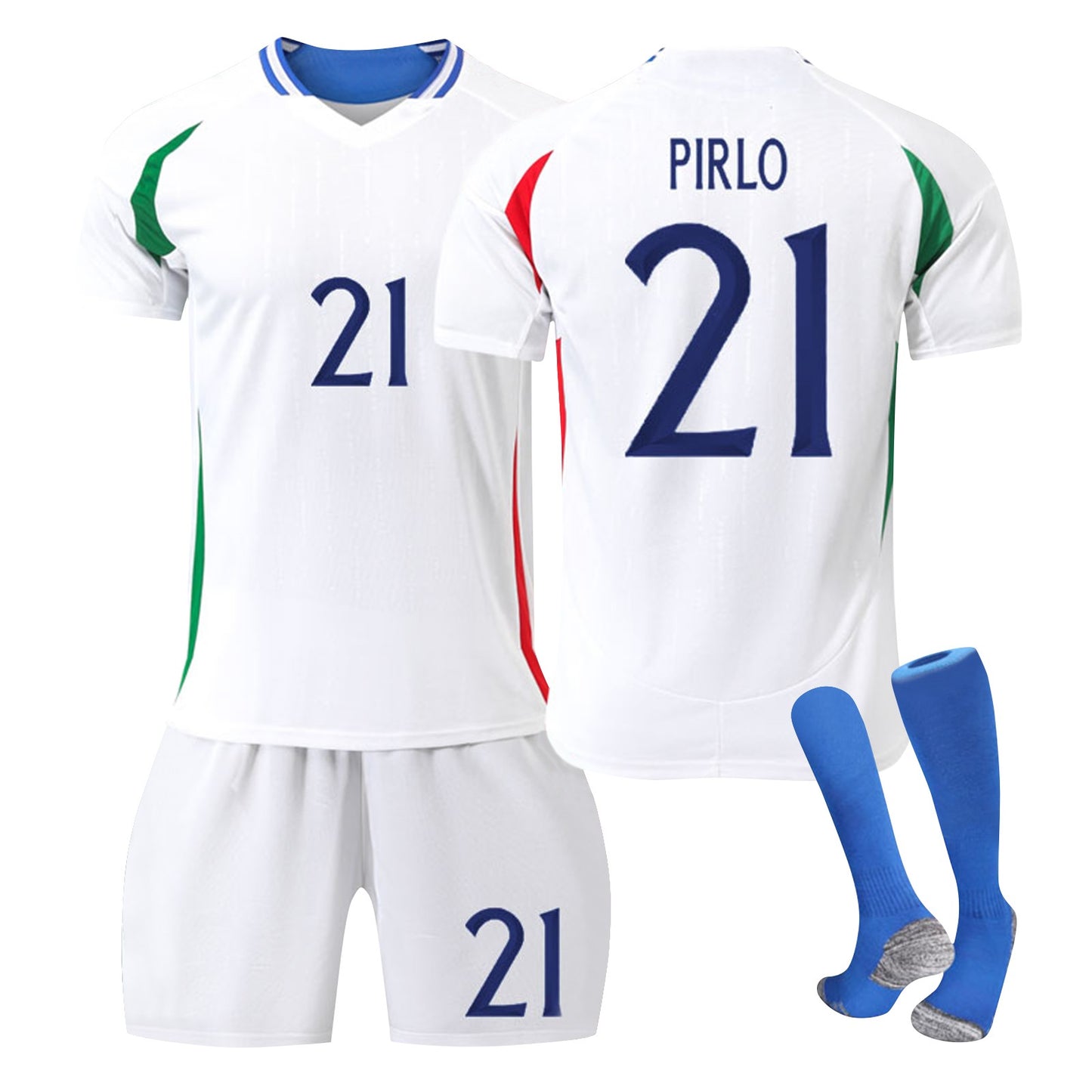 24-25 Italy Away Jersey 3 Piece Set, Soccer Training Kit Printed Jersey Shorts Socks Set