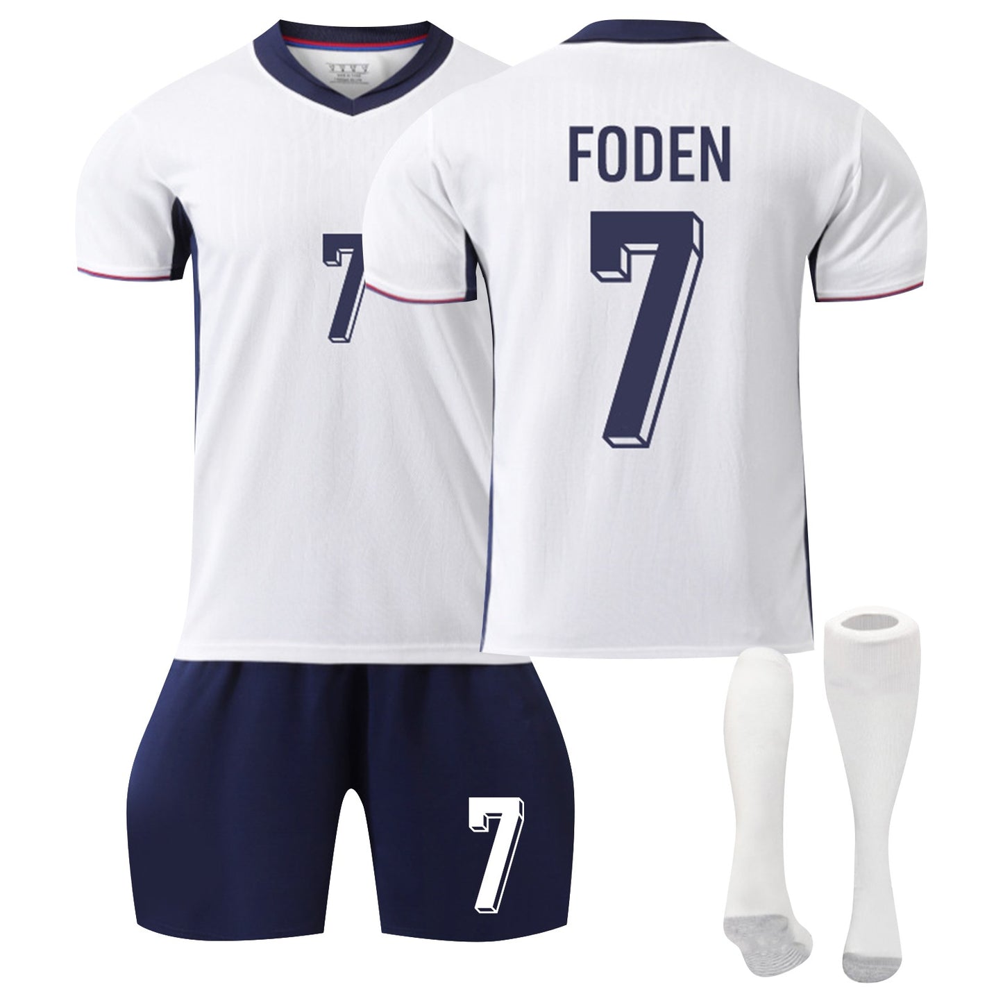 24-25 England Home Games Jersey 3 Piece Set, Soccer Training Kit Printed Jersey Shorts Socks Set