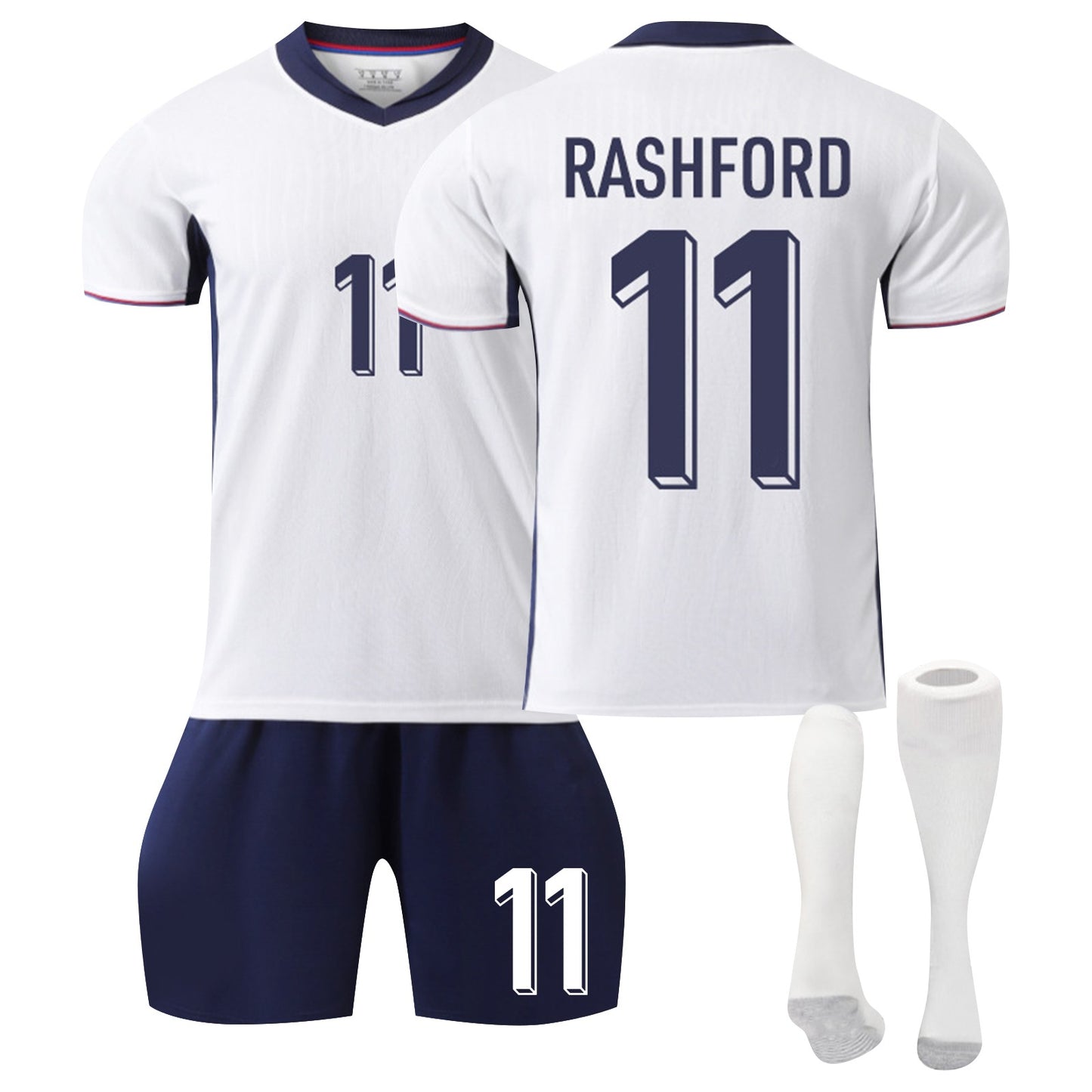 24-25 England Home Games Jersey 3 Piece Set, Soccer Training Kit Printed Jersey Shorts Socks Set