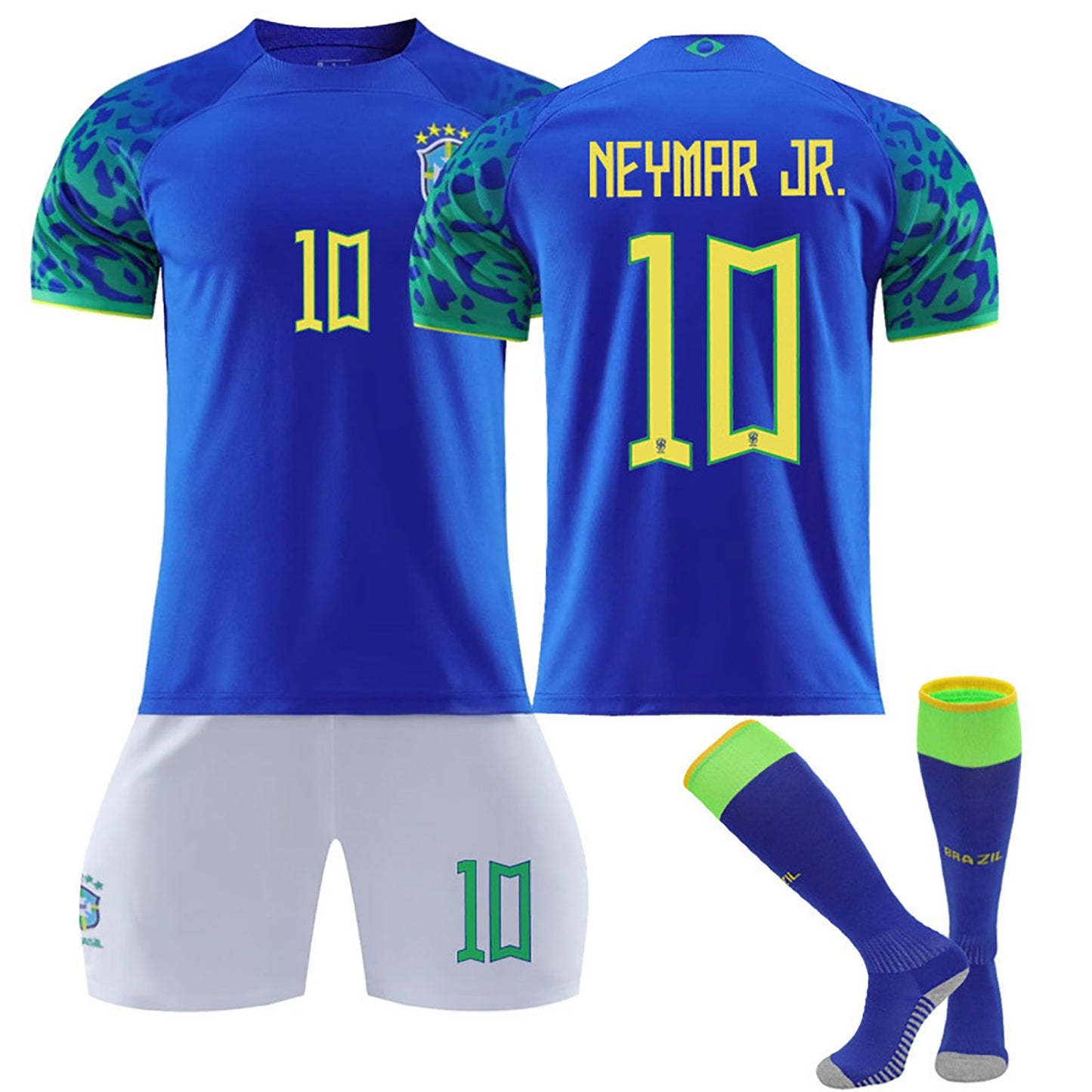 22-23 Brazil Soccer Team Fan Away Jersey 3 Pieces Set, Unisex Printed Soccer Jersey Shorts Socks Set for Kids