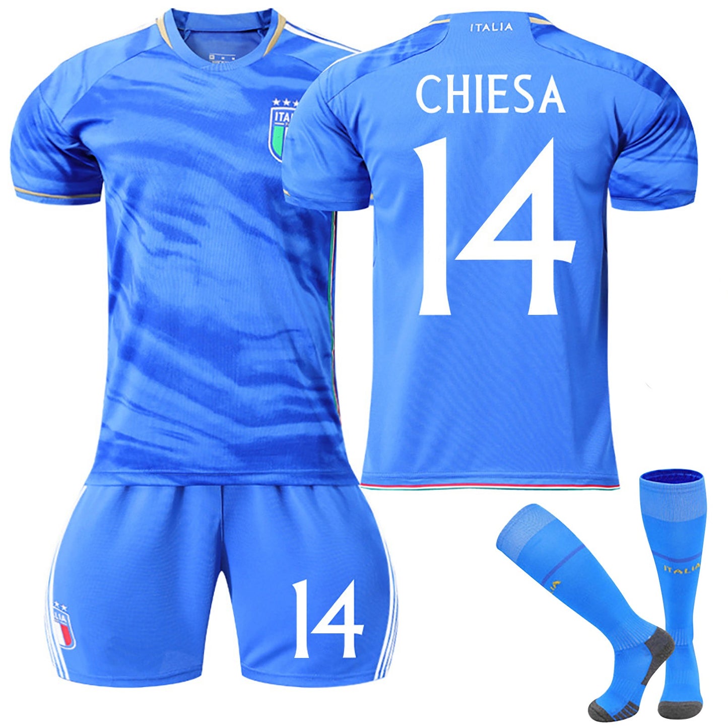 23-24 Italy Home Ground Jersey 3 Piece Set, Soccer Training Kit Printed Jersey Shorts Socks Set