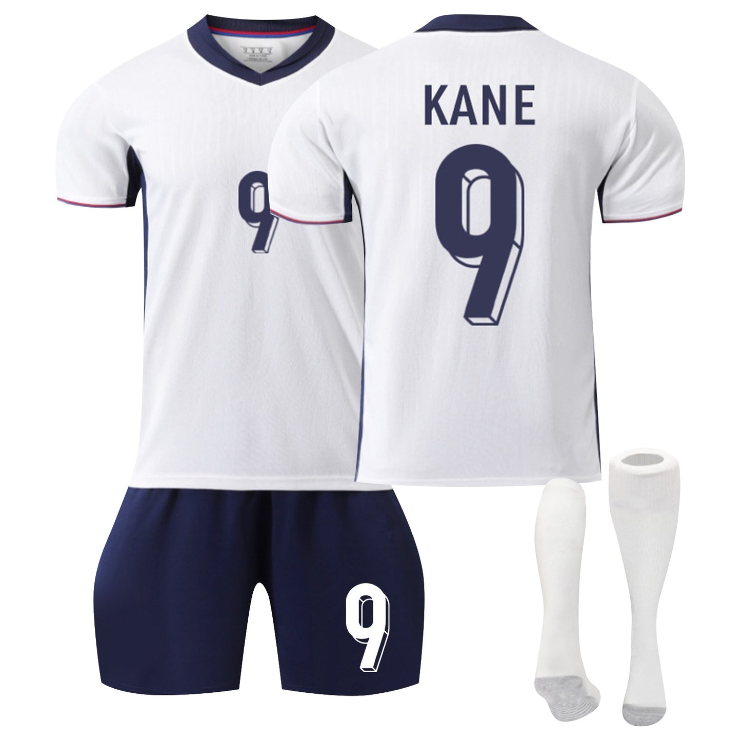 24-25 England Home Games Jersey 3 Piece Set, Soccer Training Kit Printed Jersey Shorts Socks Set