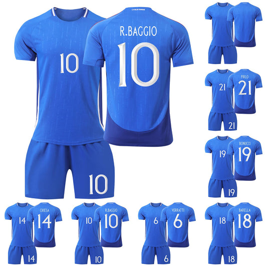 24-25 Italy Home Jersey 2 Piece Set, Soccer Training Kit Printed Jersey Shorts Socks Set.