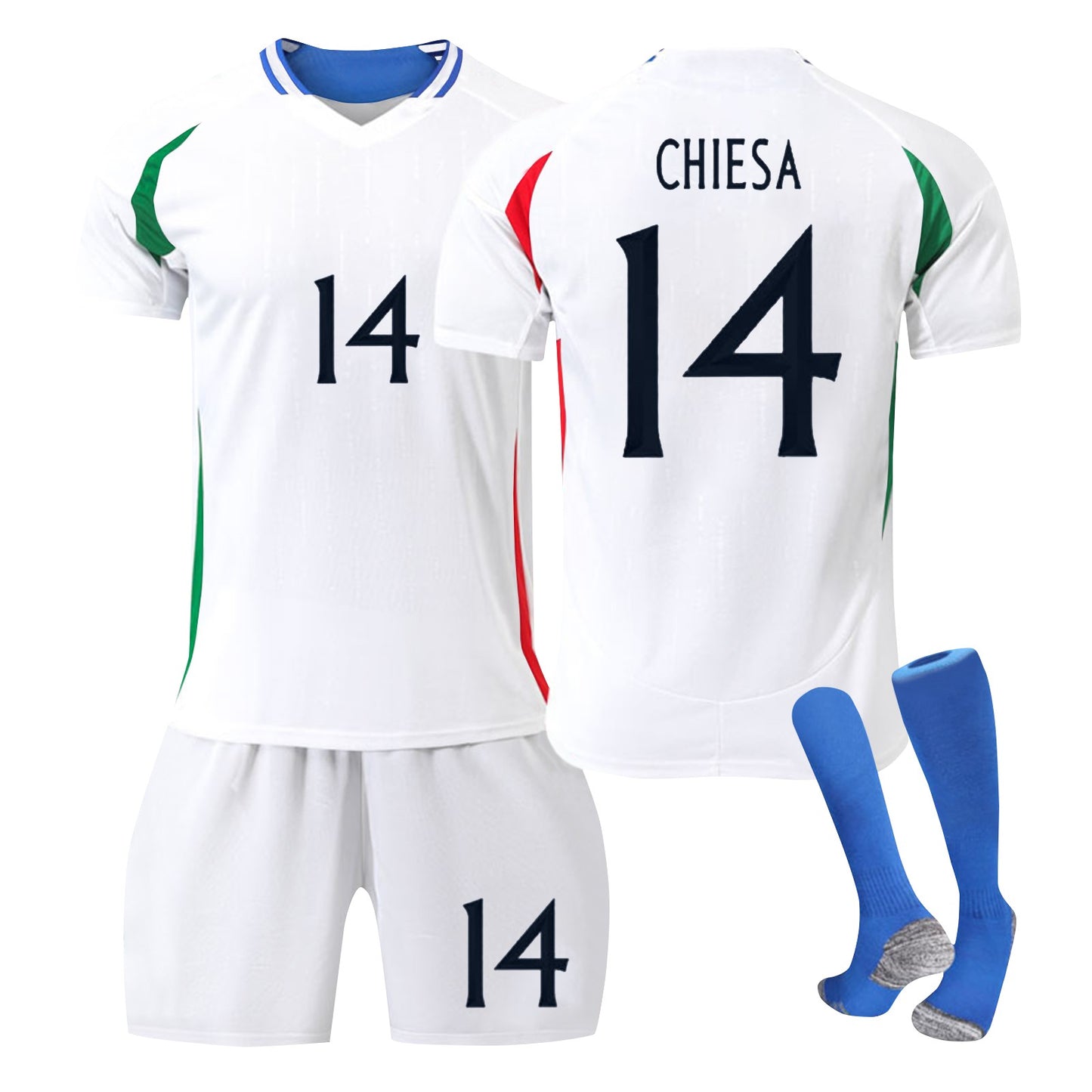 24-25 Italy Away Jersey 3 Piece Set, Soccer Training Kit Printed Jersey Shorts Socks Set