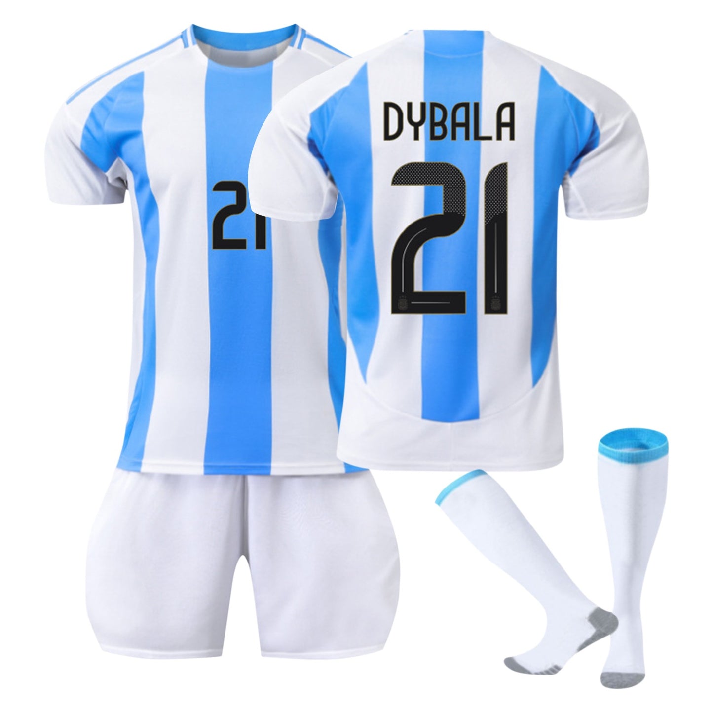 24-25 Argentina Soccer Team Home Jerseys 3 Piece Set, Soccer Training Kit Printed Jersey Shorts Socks Set