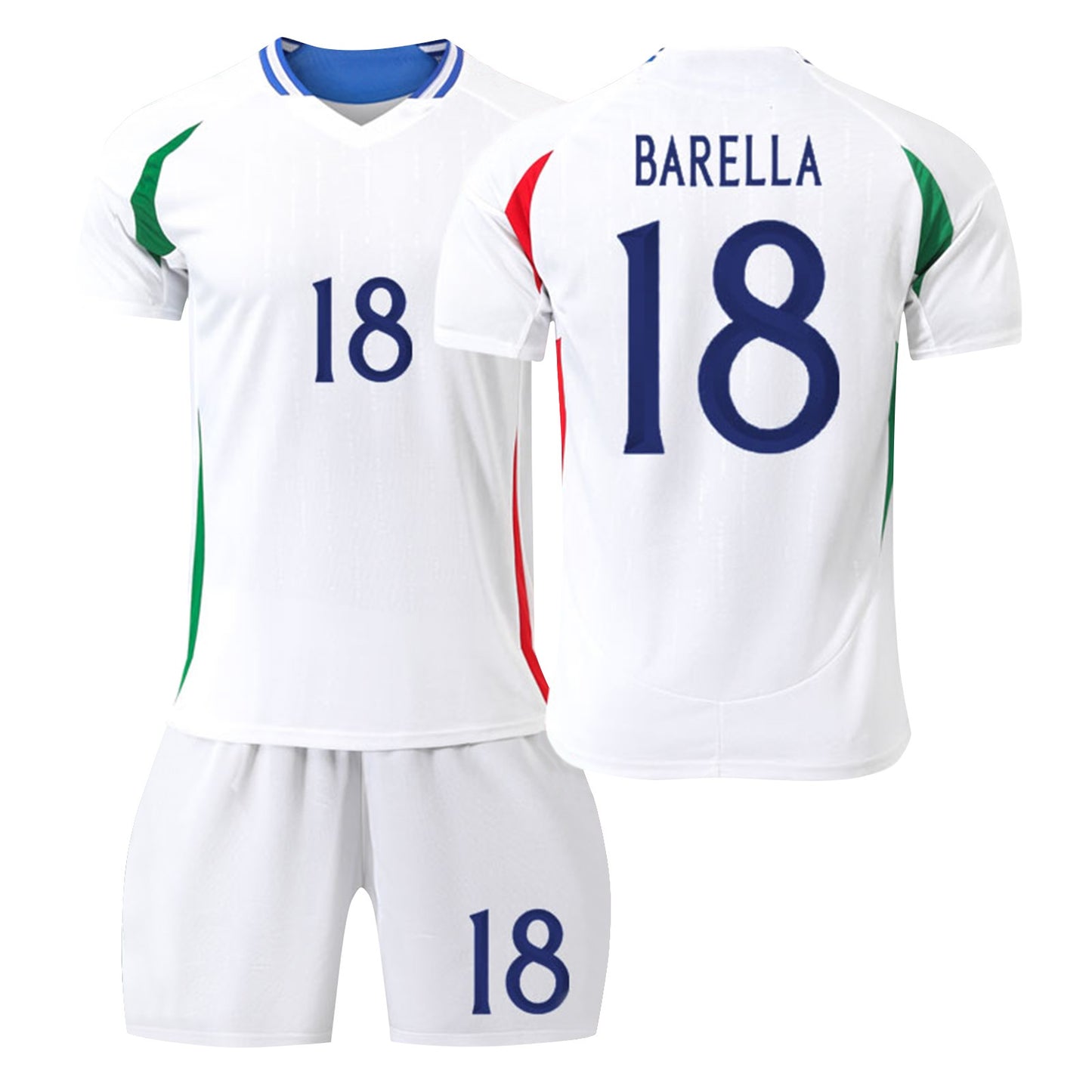 24-25 Italy Away Jersey 2 Piece Set, Soccer Training Kit Printed Jersey Shorts Socks Set