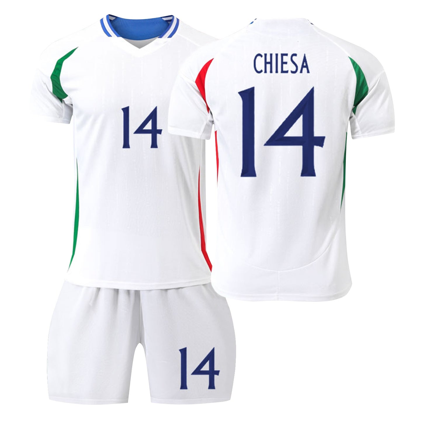 24-25 Italy Away Jersey 2 Piece Set, Soccer Training Kit Printed Jersey Shorts Socks Set