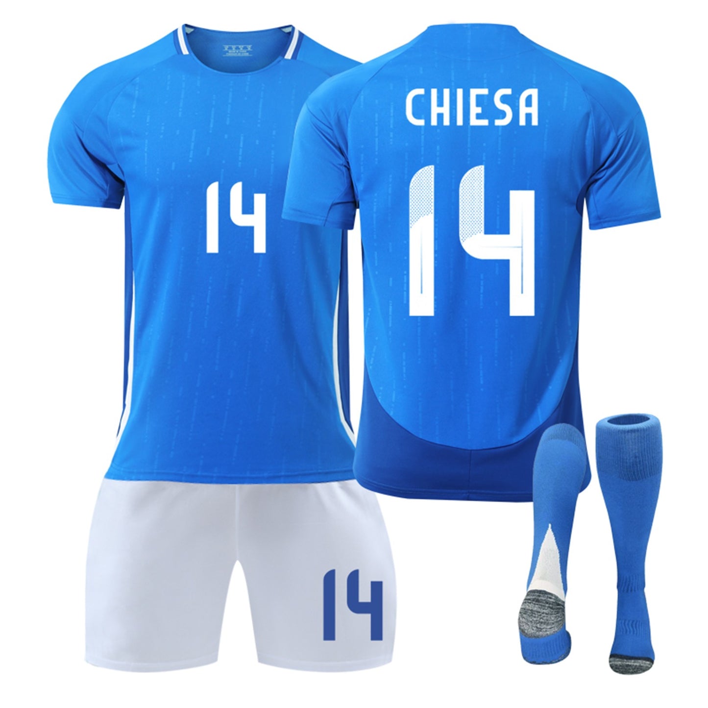 24-25 Italy Home Jersey 3 Piece Set White Trousers, Soccer Training Kit Printed Jersey Shorts Socks Set