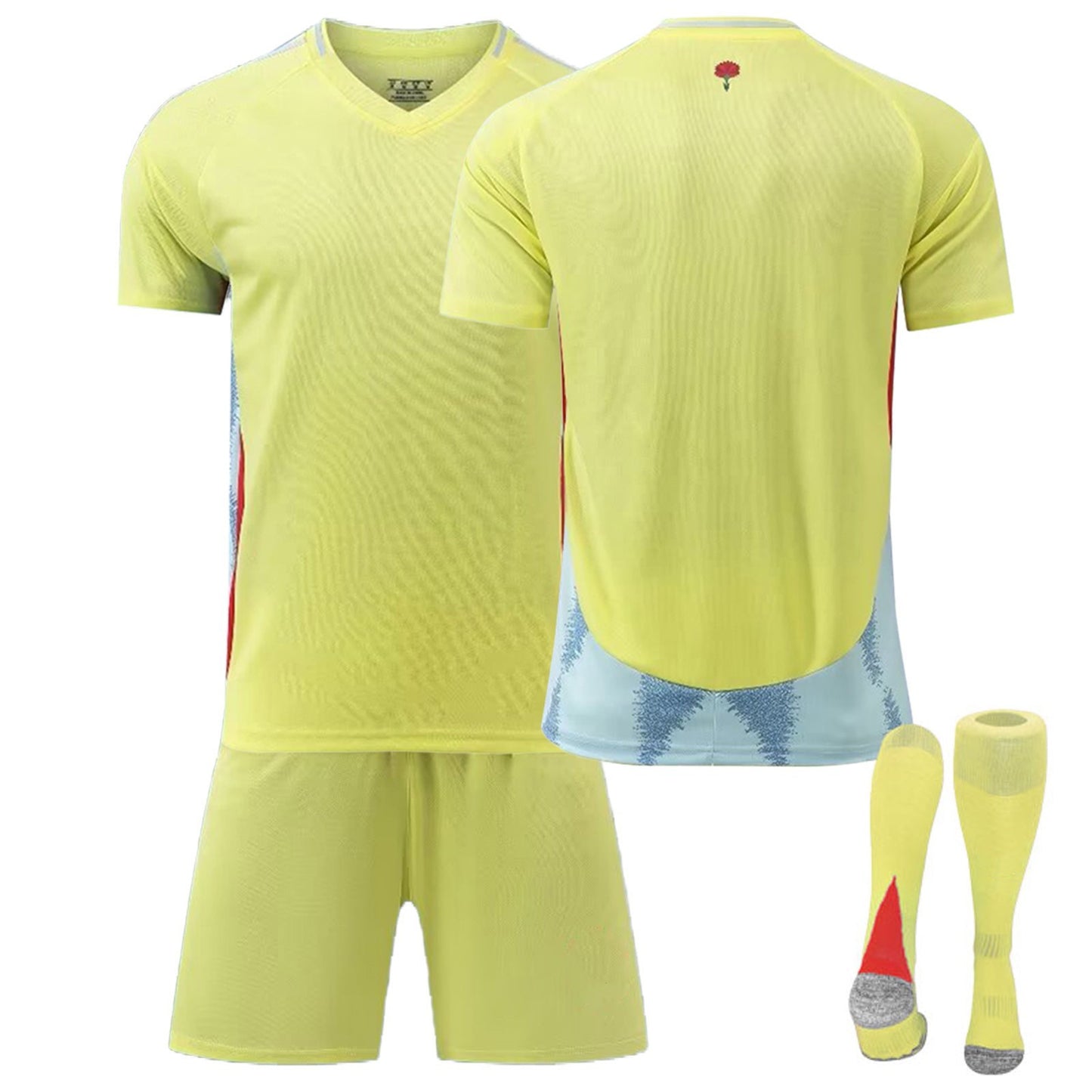 24-25 Spain Away Jersey 3 Piece Set, Soccer Training Kit Printed Jersey Shorts Socks Set