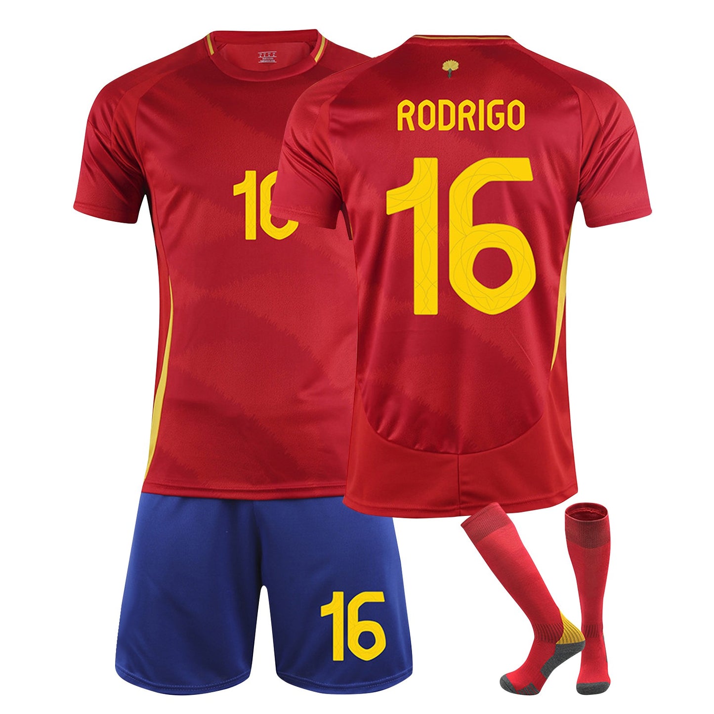 24-25 Spain Home Jersey 3 Piece Set, Soccer Training Kit Printed Jersey Shorts Socks Set