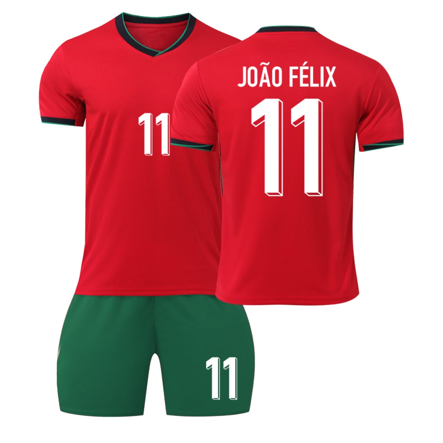 24-25 Portugal Soccer Team Home Jerseys 2 Piece Sets, Unisex Soccer Training Kit Printed Jersey Shorts Set