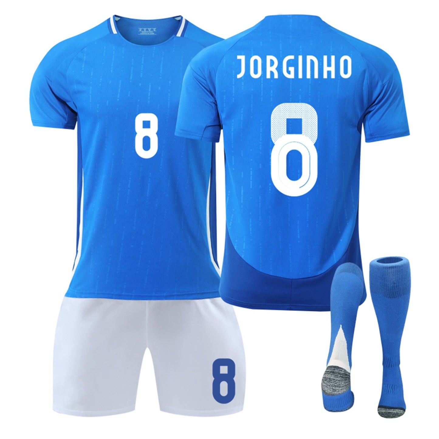 24-25 Italy Home Jersey 3 Piece Set White Trousers, Soccer Training Kit Printed Jersey Shorts Socks Set