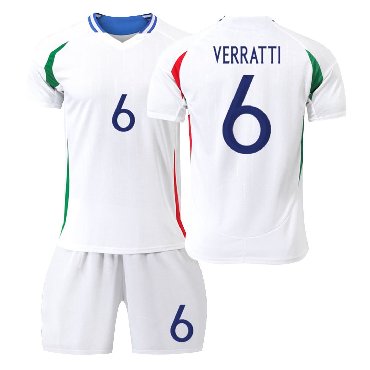 24-25 Italy Away Jersey 2 Piece Set, Soccer Training Kit Printed Jersey Shorts Socks Set