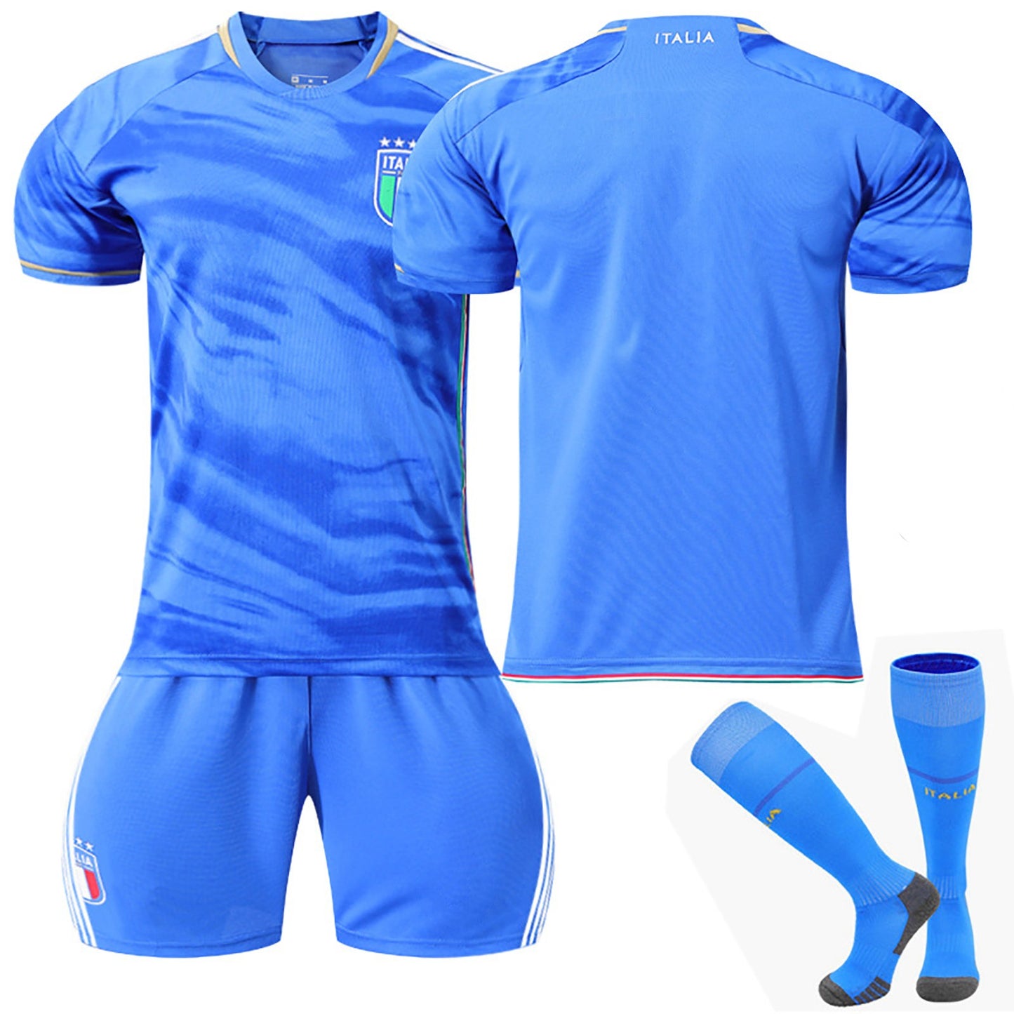 23-24 Italy Home Ground Jersey 3 Piece Set, Soccer Training Kit Printed Jersey Shorts Socks Set