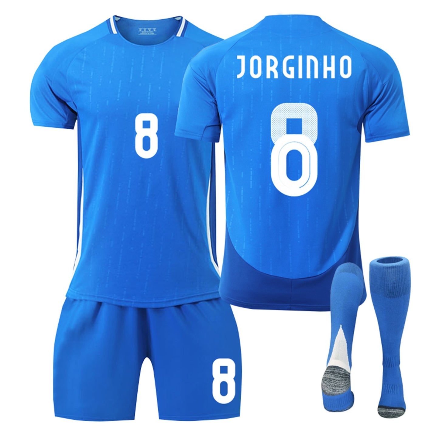 24-25 Italy Home Jersey 3 Piece Set Blue Trousers, Soccer Training Kit Printed Jersey Shorts Socks Set