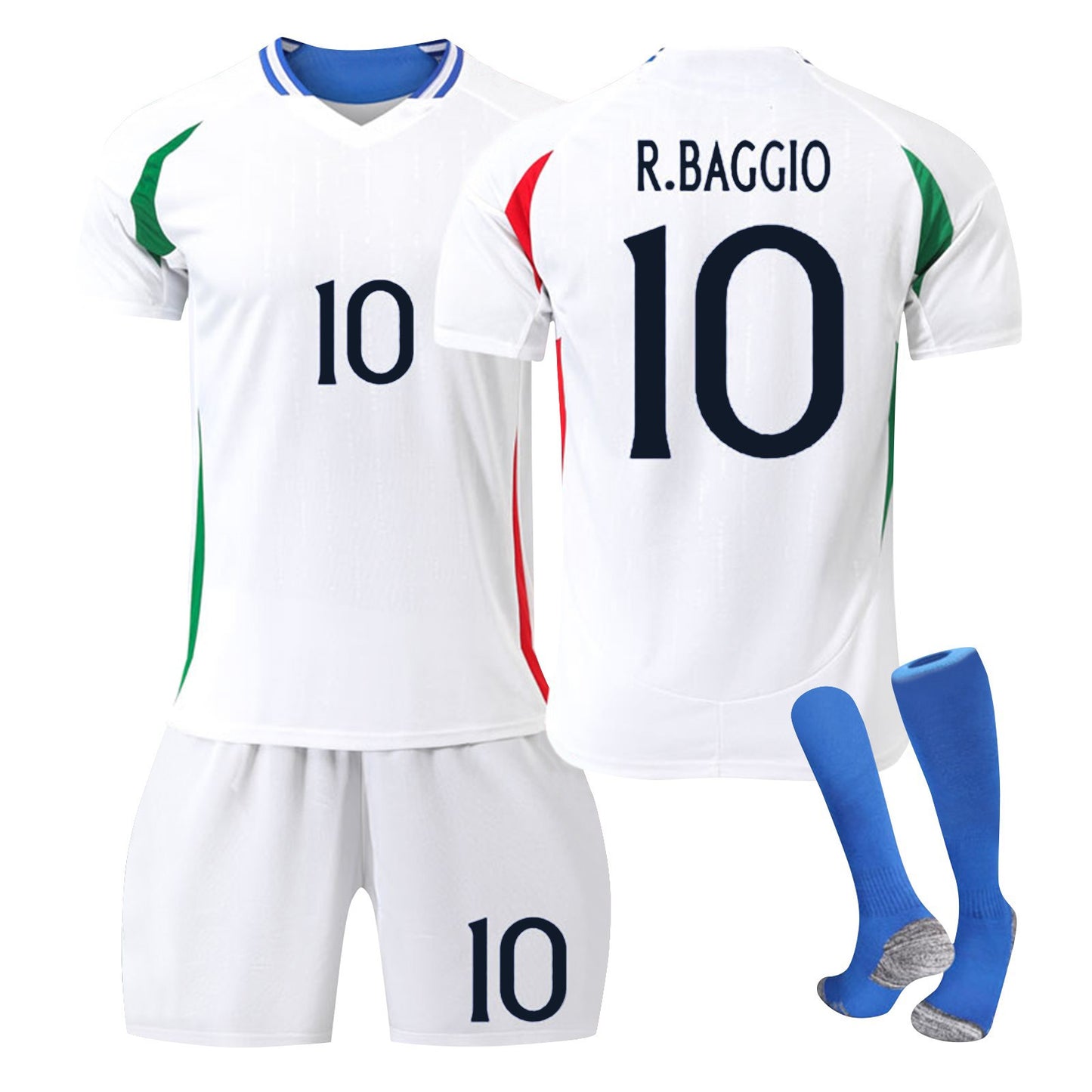 24-25 Italy Away Jersey 3 Piece Set, Soccer Training Kit Printed Jersey Shorts Socks Set