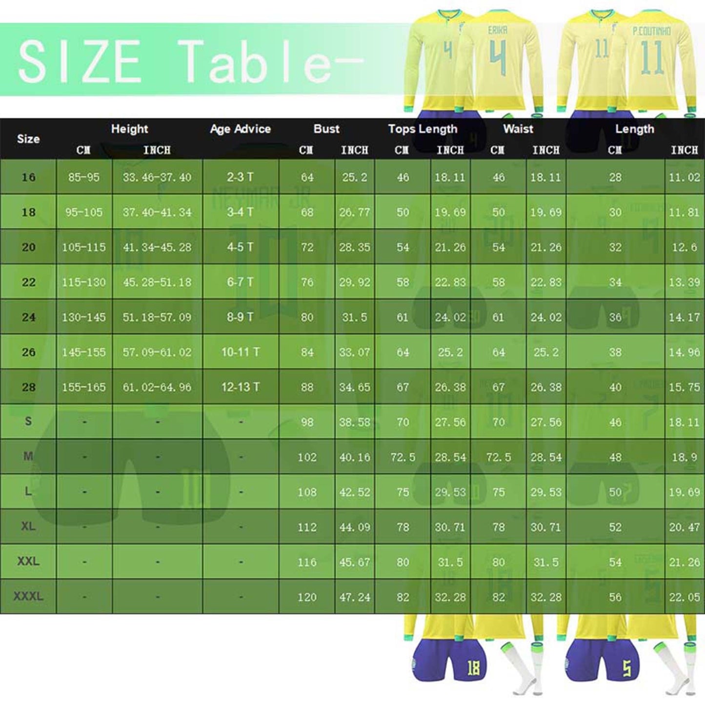 22-23 Brazil Canarinho Soccer Team Fan Long Sleeve Home Jersey 3 Pieces Set, Printed Jersey Shorts Socks Set for Adults