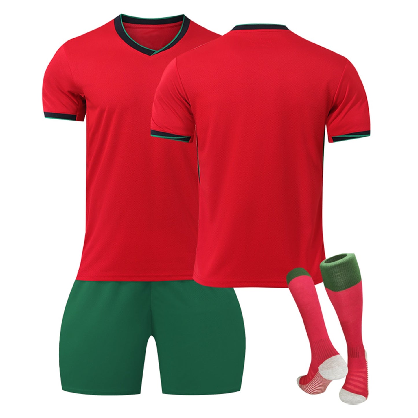 24-25 Portugal Soccer Team Home Jerseys 3 Piece Sets, Soccer Training Kit Printed Jersey Long sleeve Shorts Socks Set