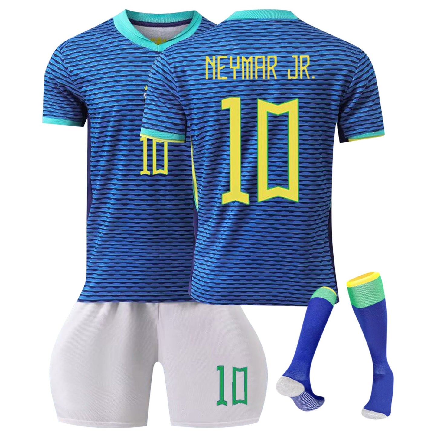 23-24 Brazil Canarinho Soccer Team Fan Away Jersey 3 Piece Set, Unisex Printed Jerseys Shorts Socks Set for Adults