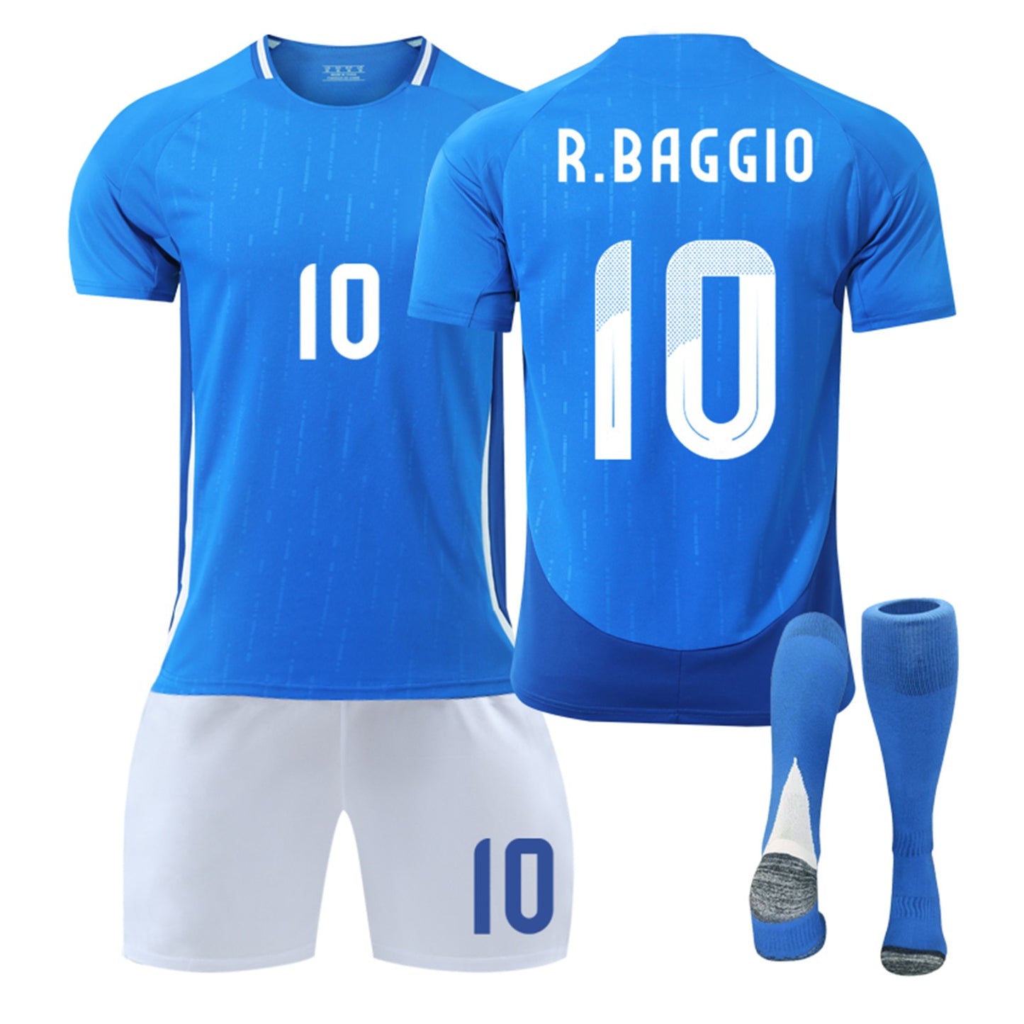 24-25 Italy Home Jersey 3 Piece Set White Trousers, Soccer Training Kit Printed Jersey Shorts Socks Set